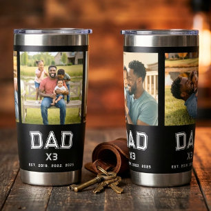 Dad Established Years Bold Black 3 Photo Insulated Tumbler