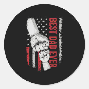Dad ever american flag fist bump patriotic classic round sticker