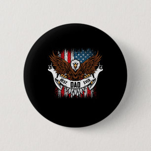 Dad Ever Eagle With Us American Flag Fathers Day 6 Cm Round Badge