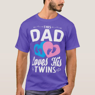 Dad Family Fathers Day Baby Hearts Twin Parents T-Shirt