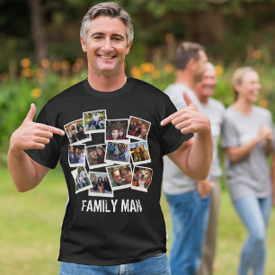 Dad Family Man Photo Collage Instant Photo Dark T-Shirt