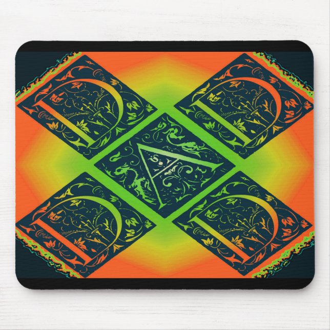 Dad Fancy Typography Pattern Black & Orange Mouse Pad (Front)