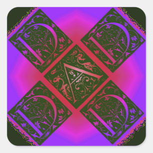 Dad Fancy Typography Pattern Black & Purple Square Sticker