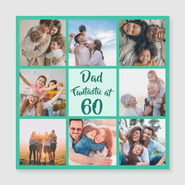 Dad fantastic at 60 birthday photo magnetic card (Front)