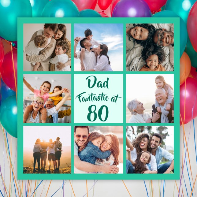 Dad fantastic at 80 birthday photo magnetic card (Creator Uploaded)