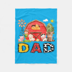 Dad Farm Cow Birthday Boy Matching Family Matching Fleece Blanket