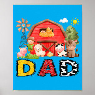 Dad Farm Cow Birthday Boy Matching Family Matching Poster