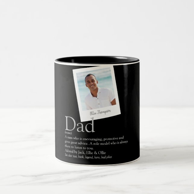 Dad Father Daddy Definition Photo Black Two-Tone Coffee Mug (Center)