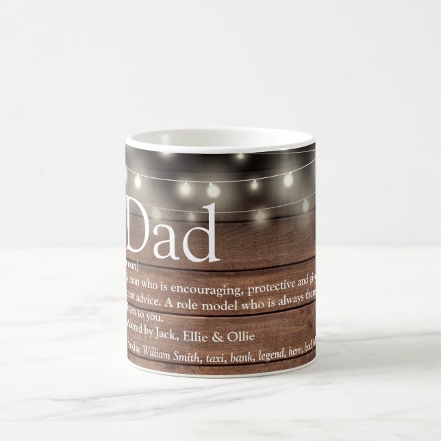 Dad Father Definition Rustic Wood String Lights Coffee Mug (Center)