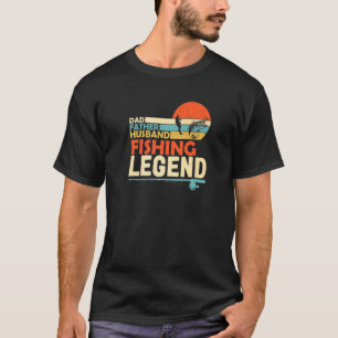 Dad Father Husband Fishing Legend Retro Sunset Fat T-Shirt