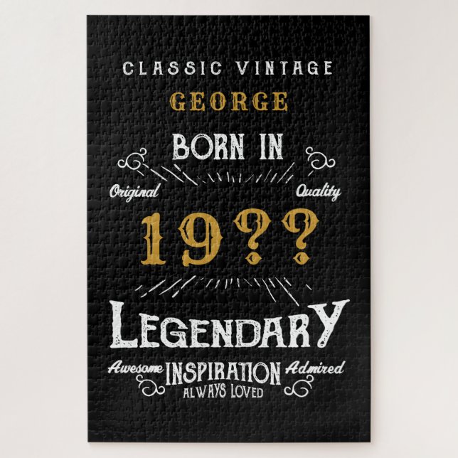 Dad Father or Husband Add Name Year Legend Vintage Jigsaw Puzzle (Vertical)