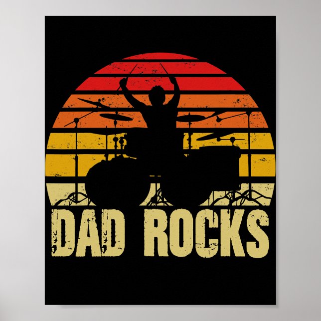 Dad Father's Day Drum Kit Drums Music Funny Idea  Poster (Front)