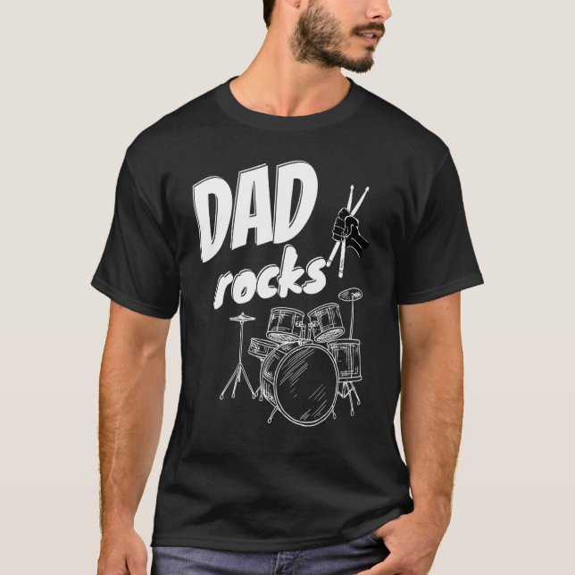 Dad Father's Day Drum Kit Drums Music T-Shirt (Front)