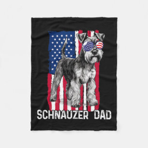 Dad Fathers Day Gift Mini Schnauzer Usa Flag 4th O Fleece Blanket