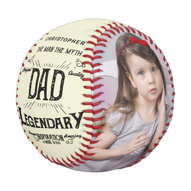 Dad Fathers Day Man Myth Legend Photo Baseball (Angled)