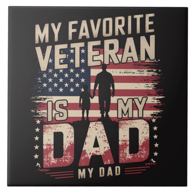 Dad Father's Day My Favourite Veteran Ceramic Tile (Front)