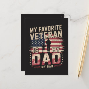 Dad Father's Day My Favourite Veteran Holiday Postcard