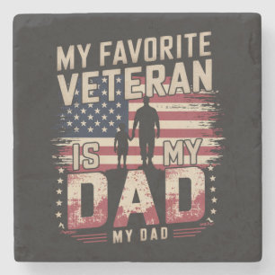 Dad Father's Day My Favourite Veteran Stone Coaster