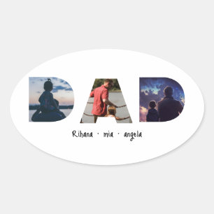 Dad Father's day personalized photo gift Oval Sticker