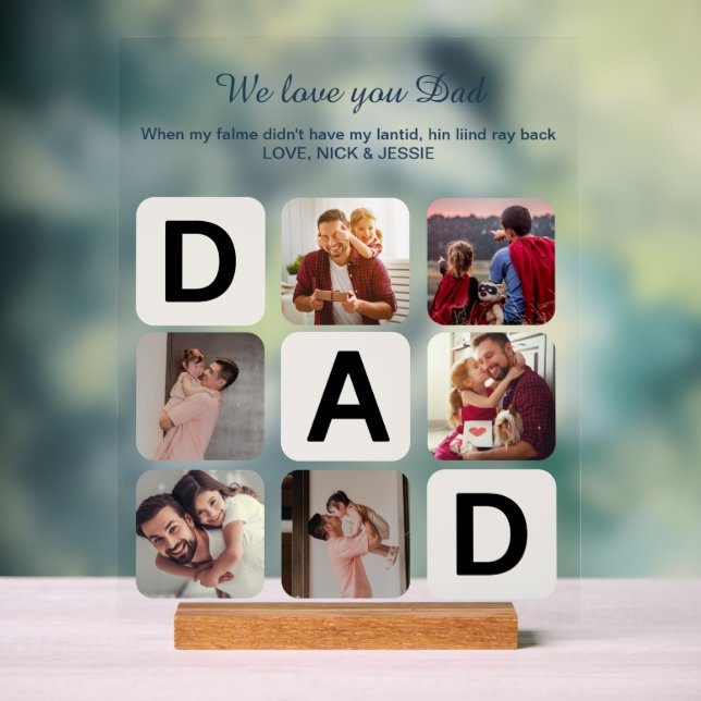 Dad Father's Day Photo Collage Acrylic Sign (Neutral)