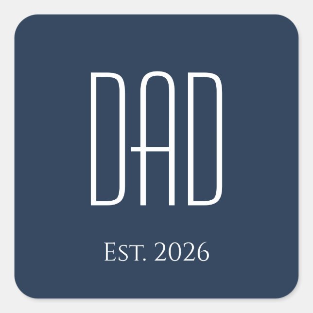 Dad Father's Day Simple Navy Blue Square Sticker (Front)