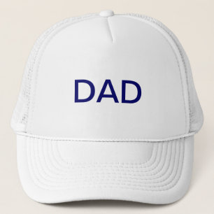 DAD Fathers Day Typography Blue on White Trucker Hat