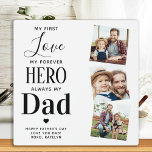Dad First Love Forever Hero Personalised 3 Photo Plaque<br><div class="desc">Surprise dad this fathers day with a personalised 3 photo plaque. "My first Love, My Forever Hero, Always my Dad" Personalise this dad plaque with favourite photos, message and name.. Visit our collection for the best dad father's day gifts and personalised dad gifts. COPYRIGHT © 2020 Judy Burrows, Black Dog...</div>