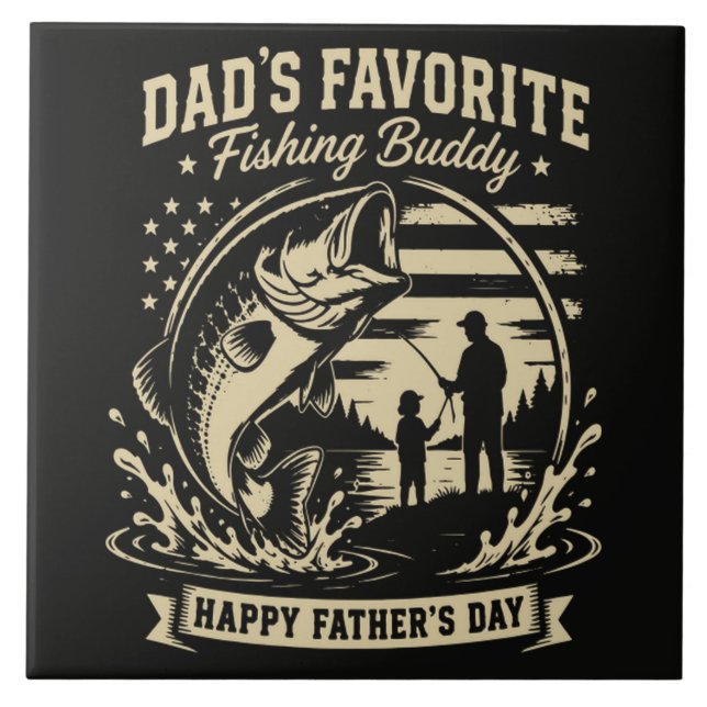 Dad Fishing Buddy Ceramic Tile (Front)