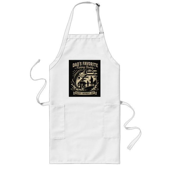 Dad Fishing Buddy Long Apron (Front)