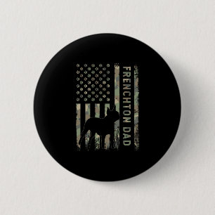 Dad French Bulldog Boston Terrier Camo Usa Flag 6 Cm Round Badge