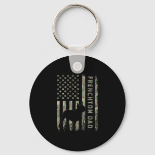 Dad French Bulldog Boston Terrier Camo Usa Flag  Key Ring