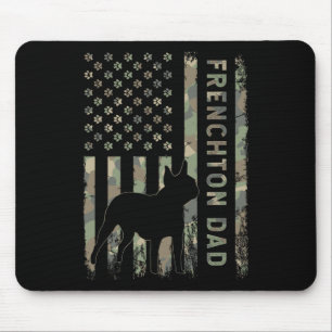 Dad French Bulldog Boston Terrier Camo Usa Flag Mouse Pad