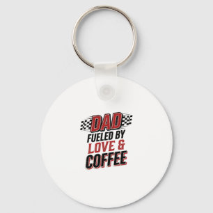 Dad Fuelled by Love and Coffee Racing Shirt Design Key Ring