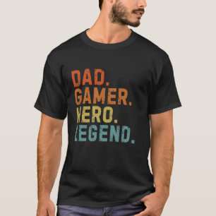 Dad Gamer Hero Legend Vintage Distressed Funny Quo T-Shirt