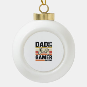 Dad Gamer Vintage Controller T-Shirt Design_1 Ceramic Ball Christmas Ornament