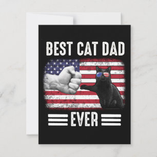 Dad Gift   Best Cat Dad Ever Flag USA Thank You Card