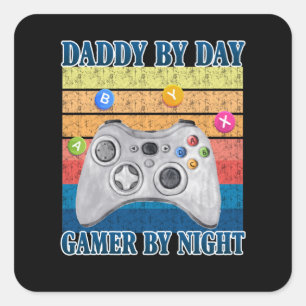 Dad Gift   Daddy By Day Gamer By Night Square Sticker
