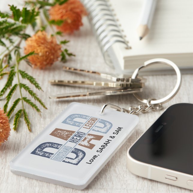 Dad Gift Husband Hero Legend Key Ring (Front Right)