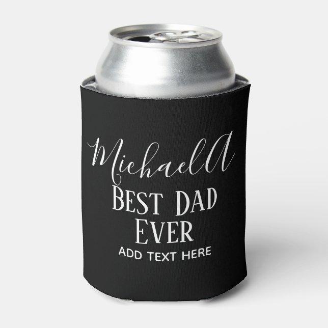 DAD Gift Personalised Classic Black White Can Cooler (Can Front)