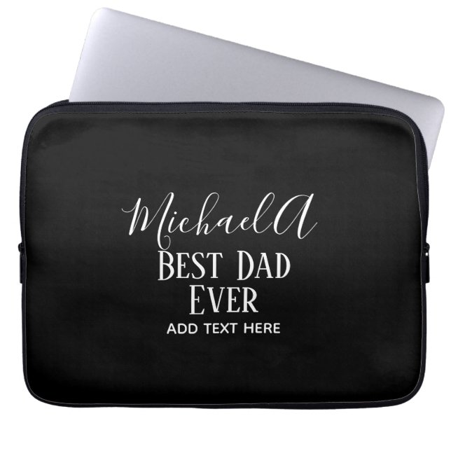 DAD Gift Personalised Classic Black White Laptop Sleeve (Front)