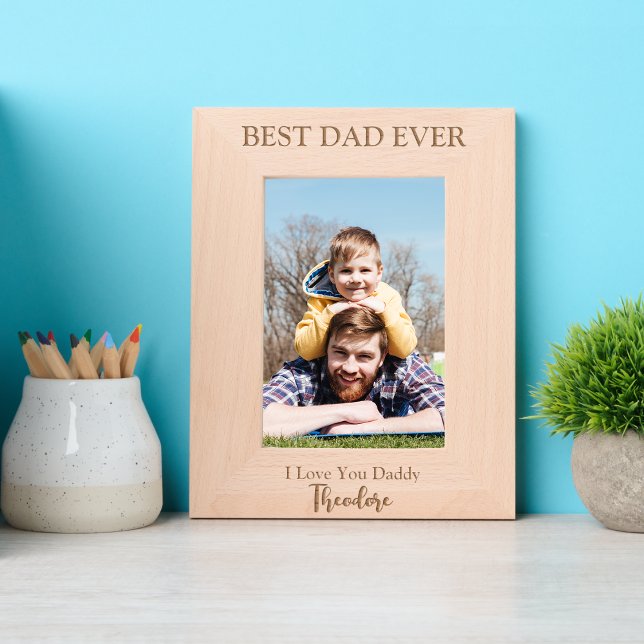 Dad Gifts Fathers Day Birthday Best Dad Ever Daddy Etched Frames (rustic Dad Gifts Fathers Day Birthday Best Dad Ever Daddy Engraved Frames wooden gifts from kids)