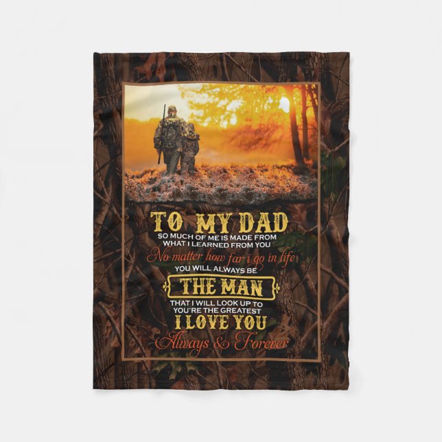 Dad Gifts | Letter To My Dad The Man I Love You Fleece Blanket (Front)