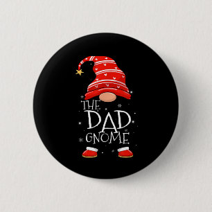 Dad Gnome Buffalo Plaid Matching Family Christmas 6 Cm Round Badge