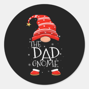 Dad Gnome Buffalo Plaid Matching Family Christmas Classic Round Sticker