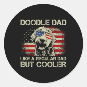 Dad Goldendoodle Regular Dad But Cooler American F Classic Round Sticker