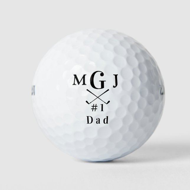 Dad Golf Clubs Monogrammed Initials #1 Dad Golf Balls (Front)