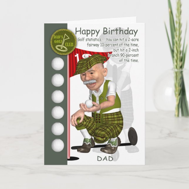 Dad Golfer Birthday Greeting Card With Humour (Front)