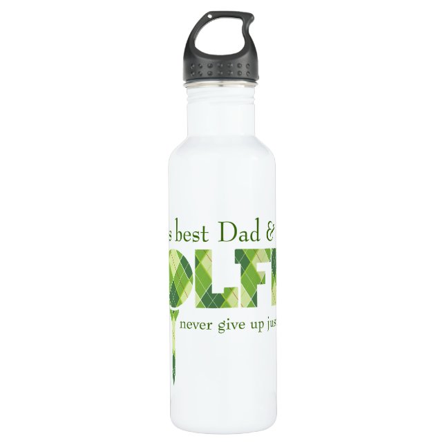 Dad Golfer green tee drinks bottle (Front)
