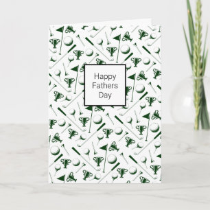 Dad Golfing white green black happy fathers day Card