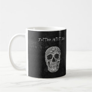 Dad Gothic Skull Head Black White Tattoo Artist Coffee Mug